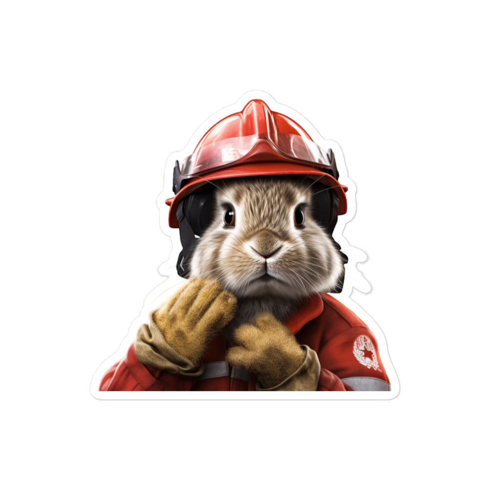 Beveren Brave Firefighter Bunny Sticker - Stickerfy.ai