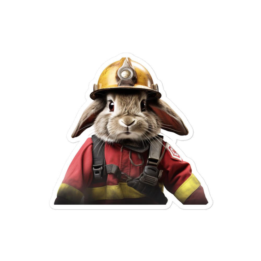 Beveren Brave Firefighter Bunny Sticker - Stickerfy.ai