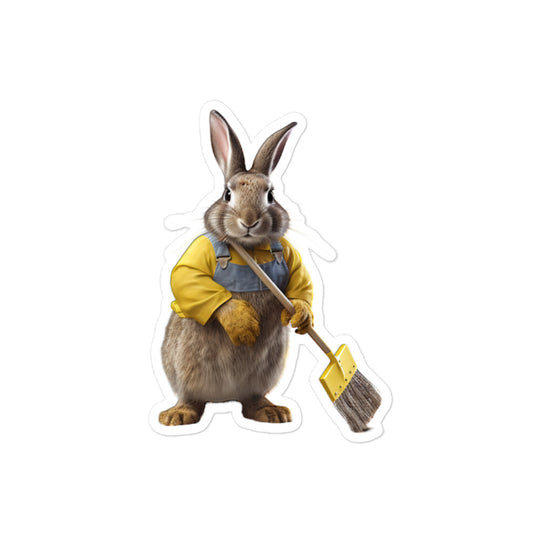 Californian Diligent Janitor Bunny Sticker - Stickerfy.ai