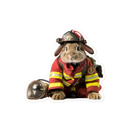 Californian Brave Firefighter Bunny Sticker - Stickerfy.ai