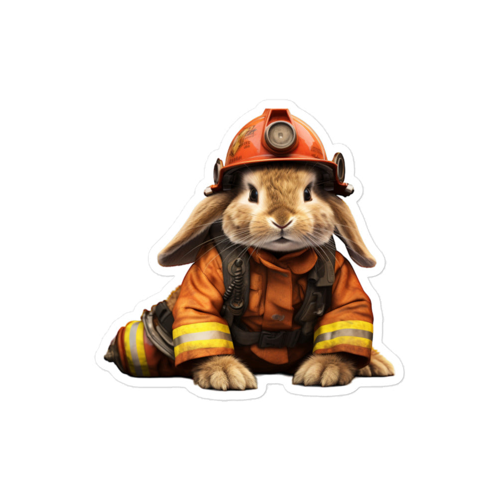 Cinnamon Brave Firefighter Bunny Sticker - Stickerfy.ai