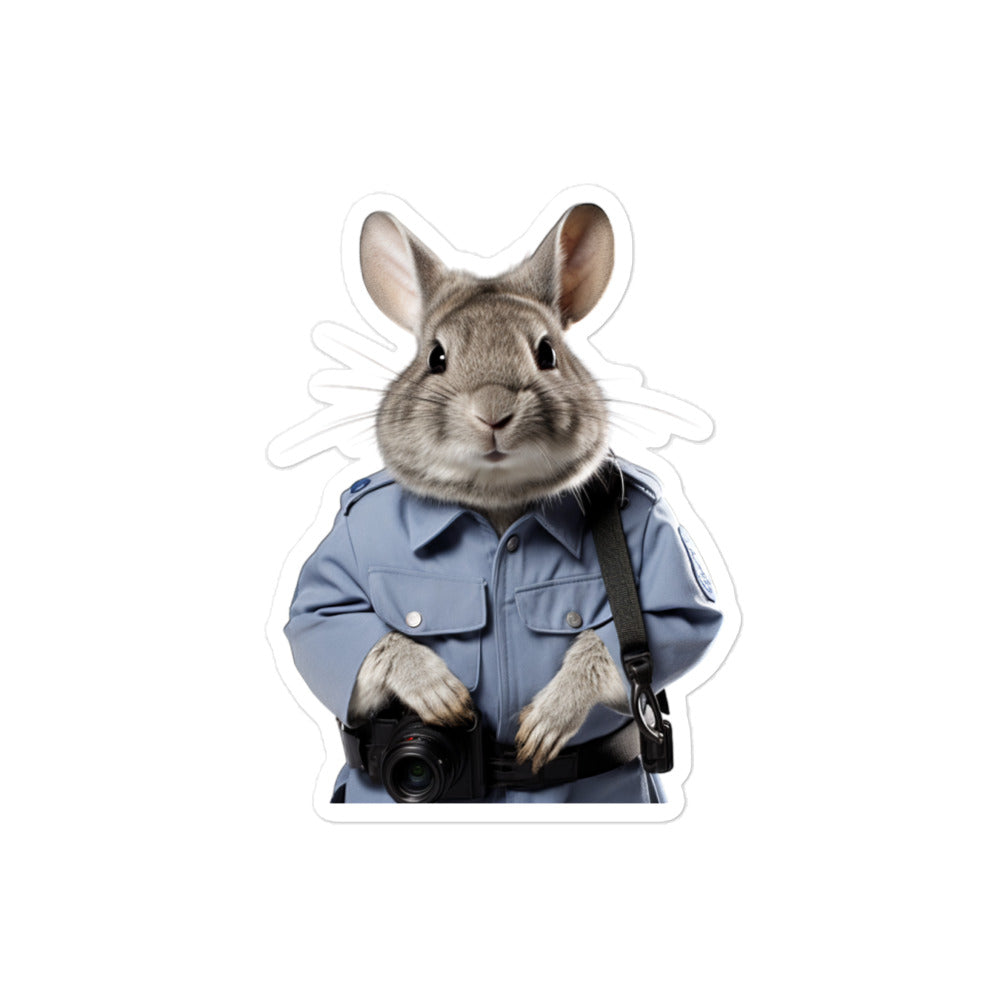 Chinchilla Security Officer Bunny Sticker - Stickerfy.ai