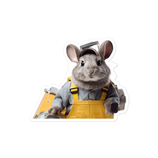 Chinchilla Diligent Janitor Bunny Sticker - Stickerfy.ai