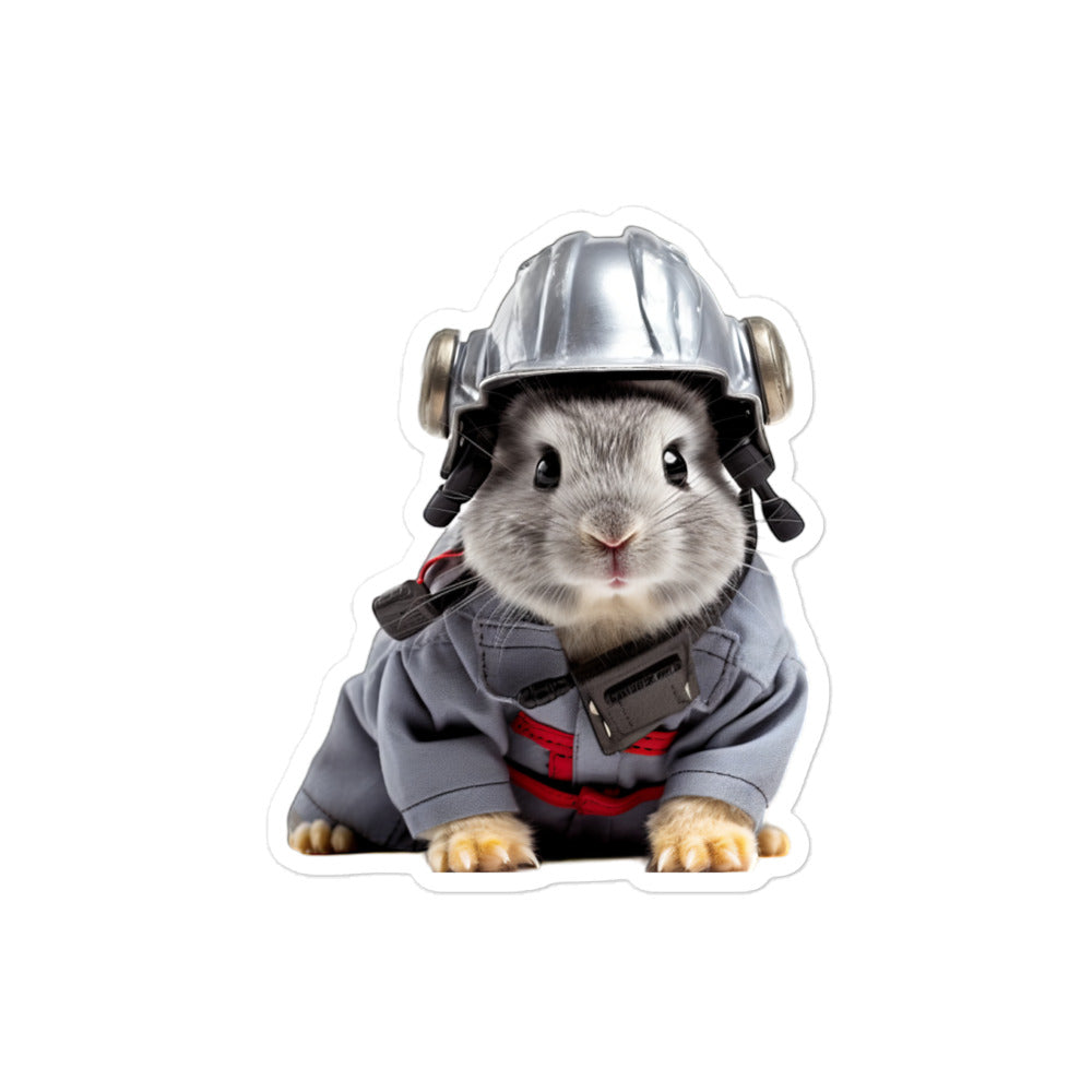 Chinchilla Brave Firefighter Bunny Sticker - Stickerfy.ai