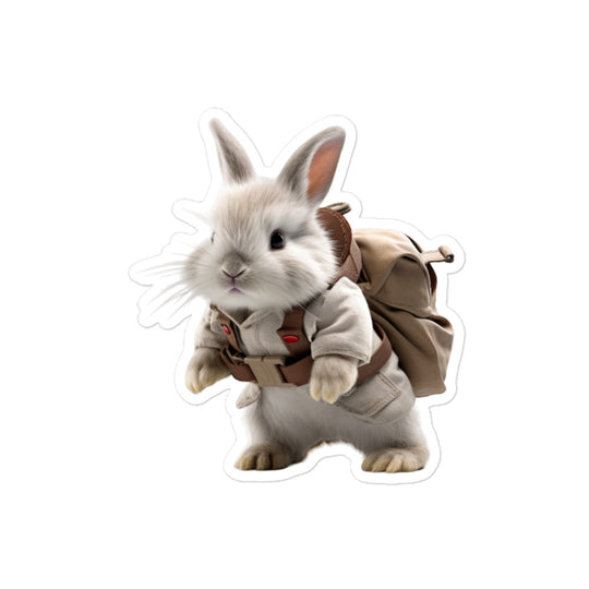 Dwarf Hotot Enthusiastic Student Bunny Sticker - Stickerfy.ai