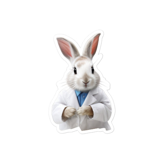 Dwarf Hotot Knowledgeable Pharmacist Bunny Sticker - Stickerfy.ai