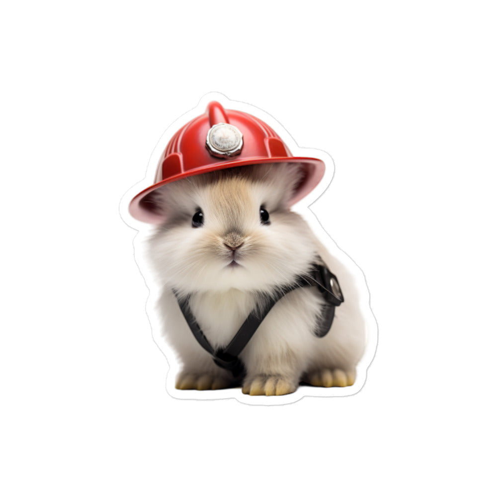 Dwarf Hotot Brave Firefighter Bunny Sticker - Stickerfy.ai