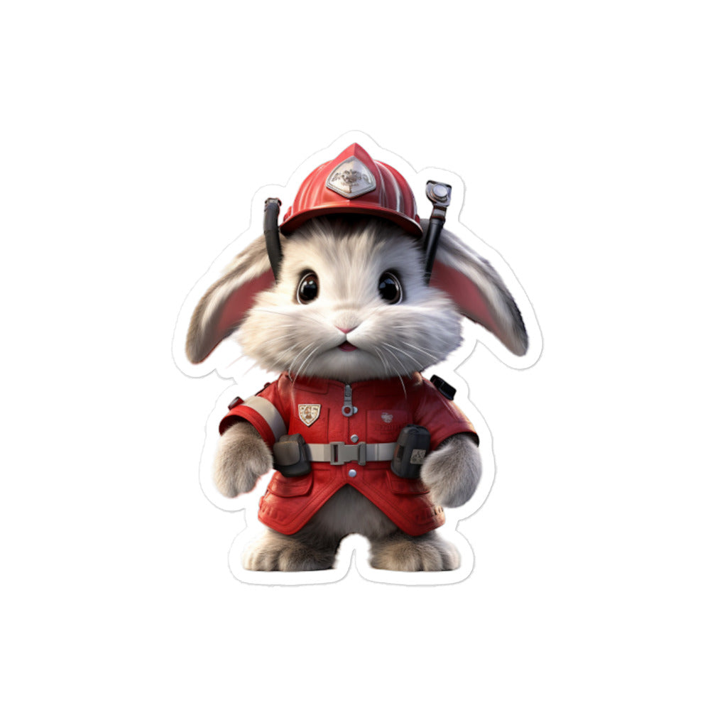 Dwarf Hotot Brave Firefighter Bunny Sticker - Stickerfy.ai