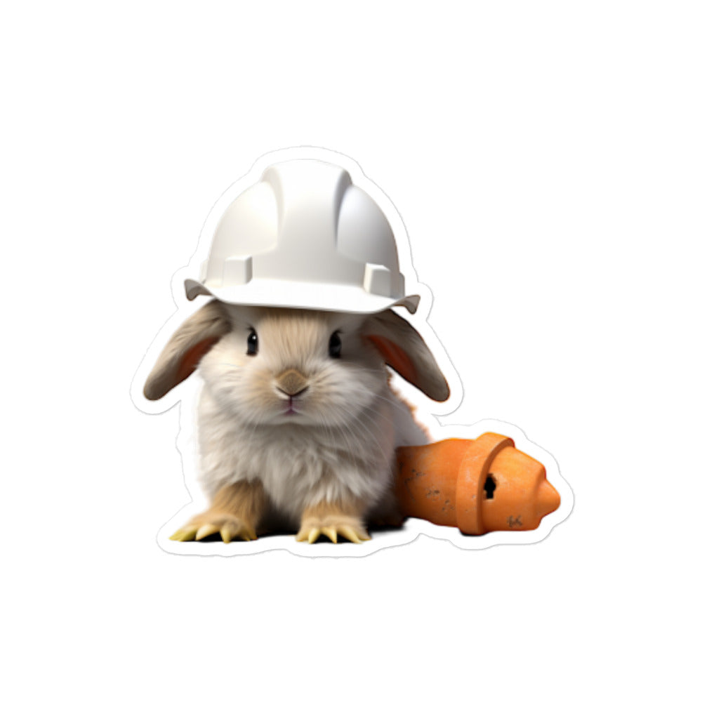 Dwarf Hotot Contractor Bunny Sticker - Stickerfy.ai