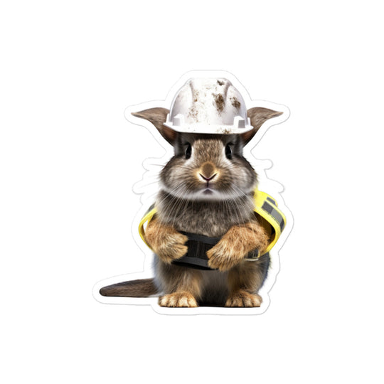 Dwarf Hotot Contractor Bunny Sticker - Stickerfy.ai