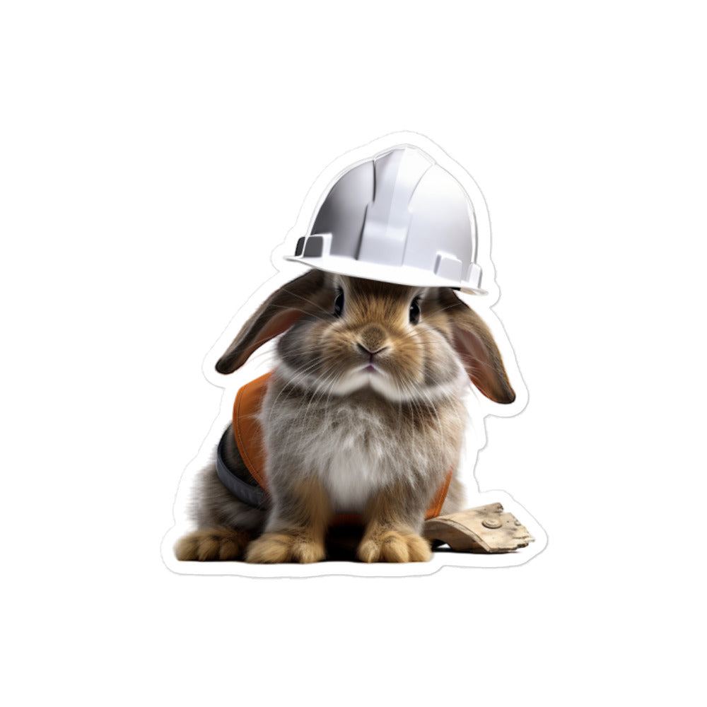 Dwarf Hotot Contractor Bunny Sticker - Stickerfy.ai