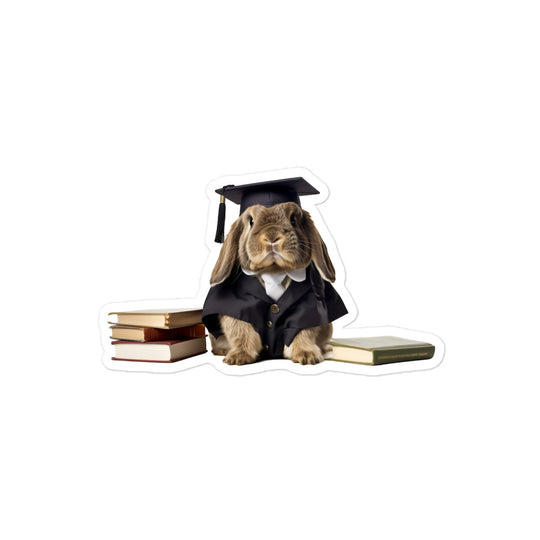 English Lop Enthusiastic Student Bunny Sticker - Stickerfy.ai