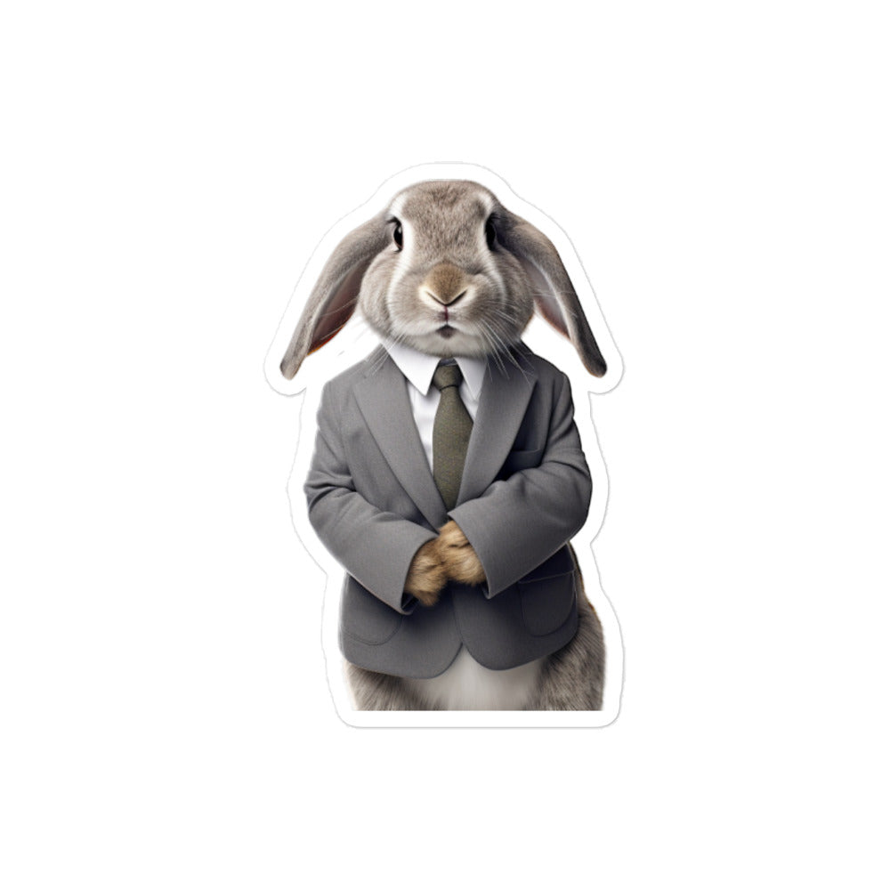 English Lop Persuasive Sales Bunny Sticker - Stickerfy.ai