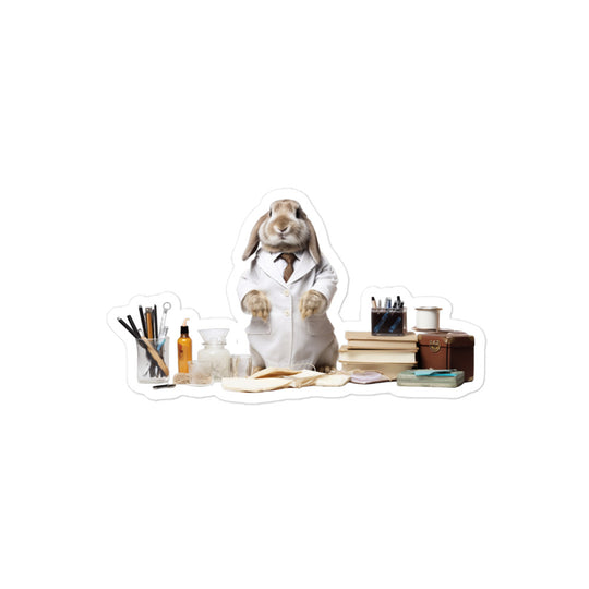 English Lop Knowledgeable Pharmacist Bunny Sticker - Stickerfy.ai