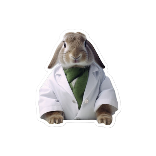 English Lop Knowledgeable Pharmacist Bunny Sticker - Stickerfy.ai