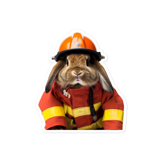 English Lop Brave Firefighter Bunny Sticker - Stickerfy.ai