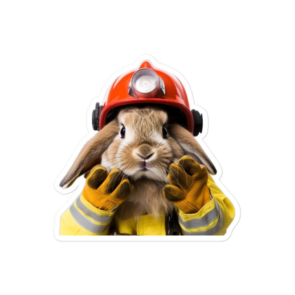 English Lop Brave Firefighter Bunny Sticker - Stickerfy.ai