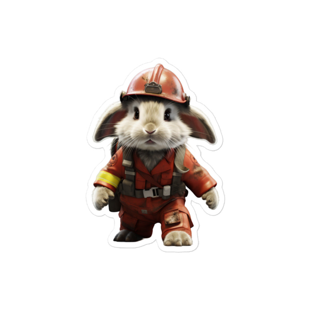 English Spot Brave Firefighter Bunny Sticker - Stickerfy.ai