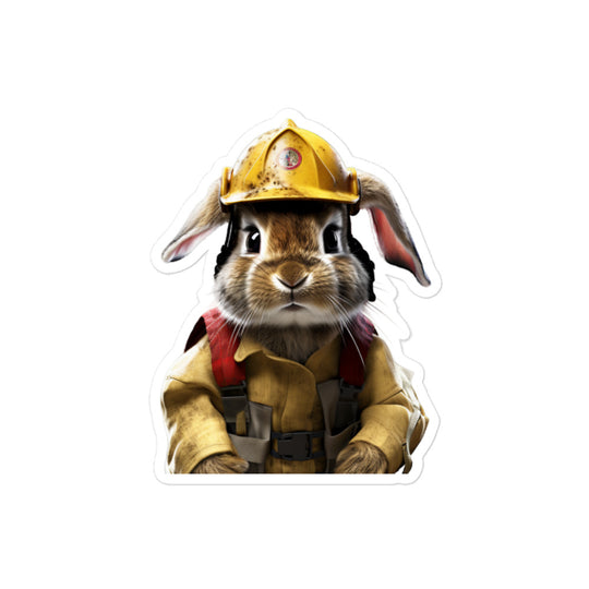 English Spot Brave Firefighter Bunny Sticker - Stickerfy.ai