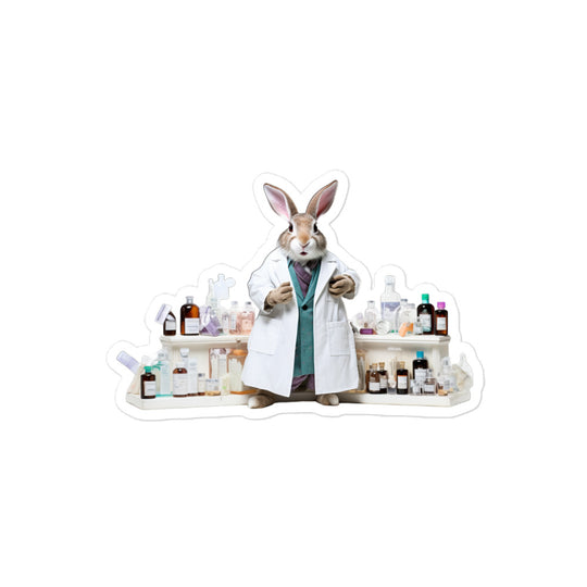Flemish Giant Knowledgeable Pharmacist Bunny Sticker - Stickerfy.ai