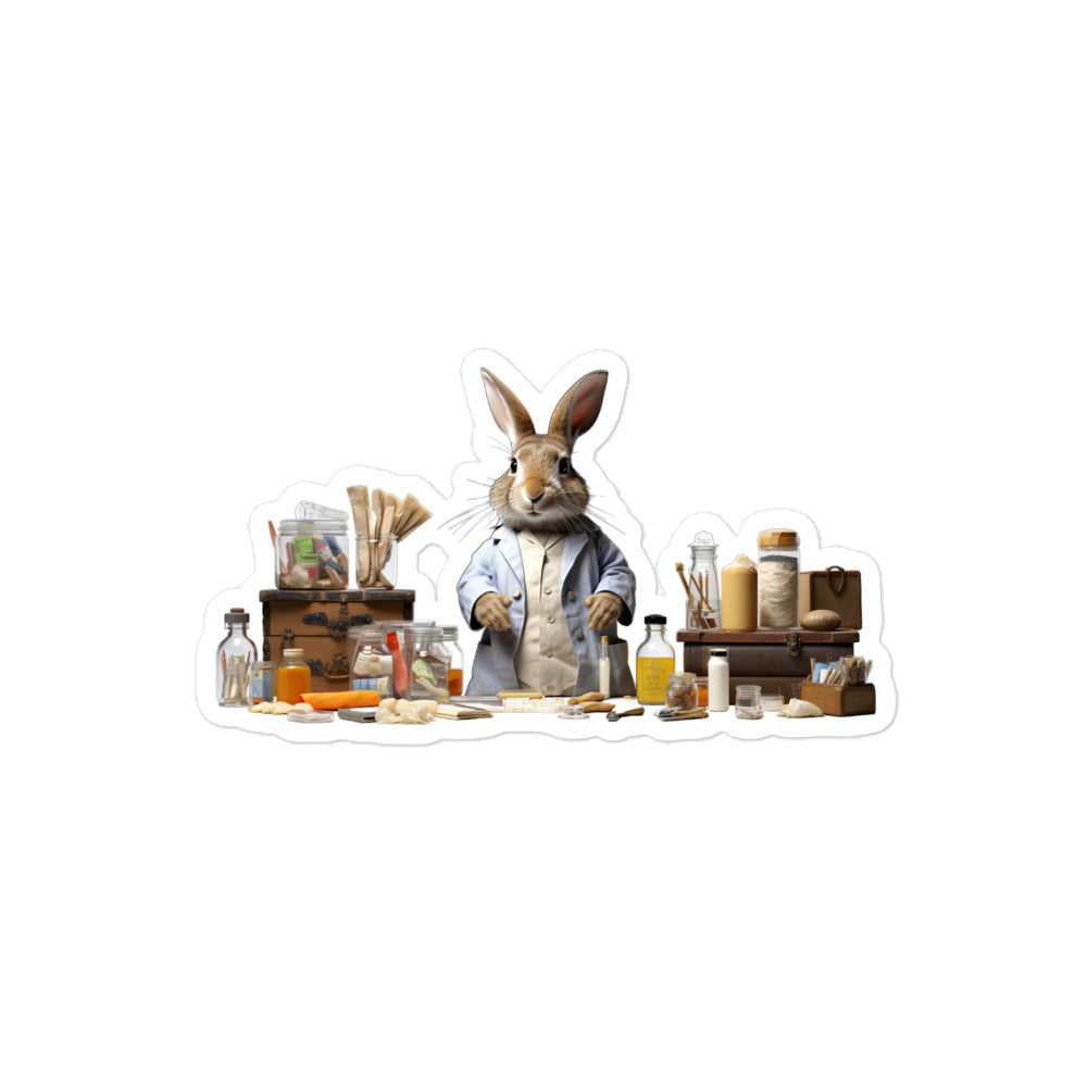 Flemish Giant Knowledgeable Pharmacist Bunny Sticker - Stickerfy.ai