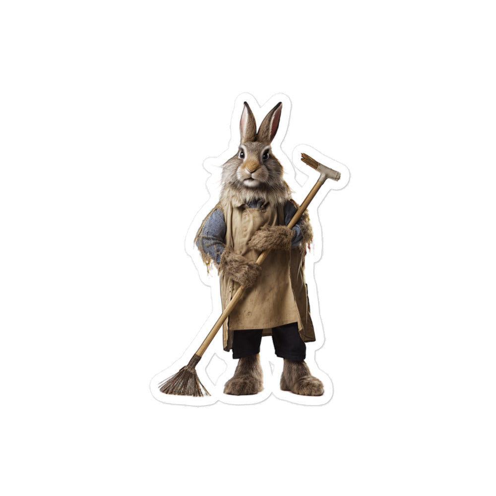 Flemish Giant Diligent Janitor Bunny Sticker - Stickerfy.ai