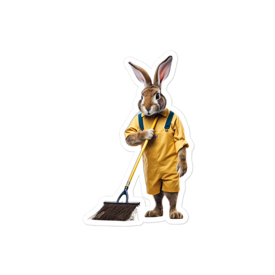 Flemish Giant Diligent Janitor Bunny Sticker - Stickerfy.ai