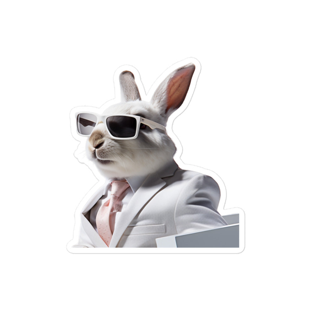 Florida White Persuasive Sales Bunny Sticker - Stickerfy.ai