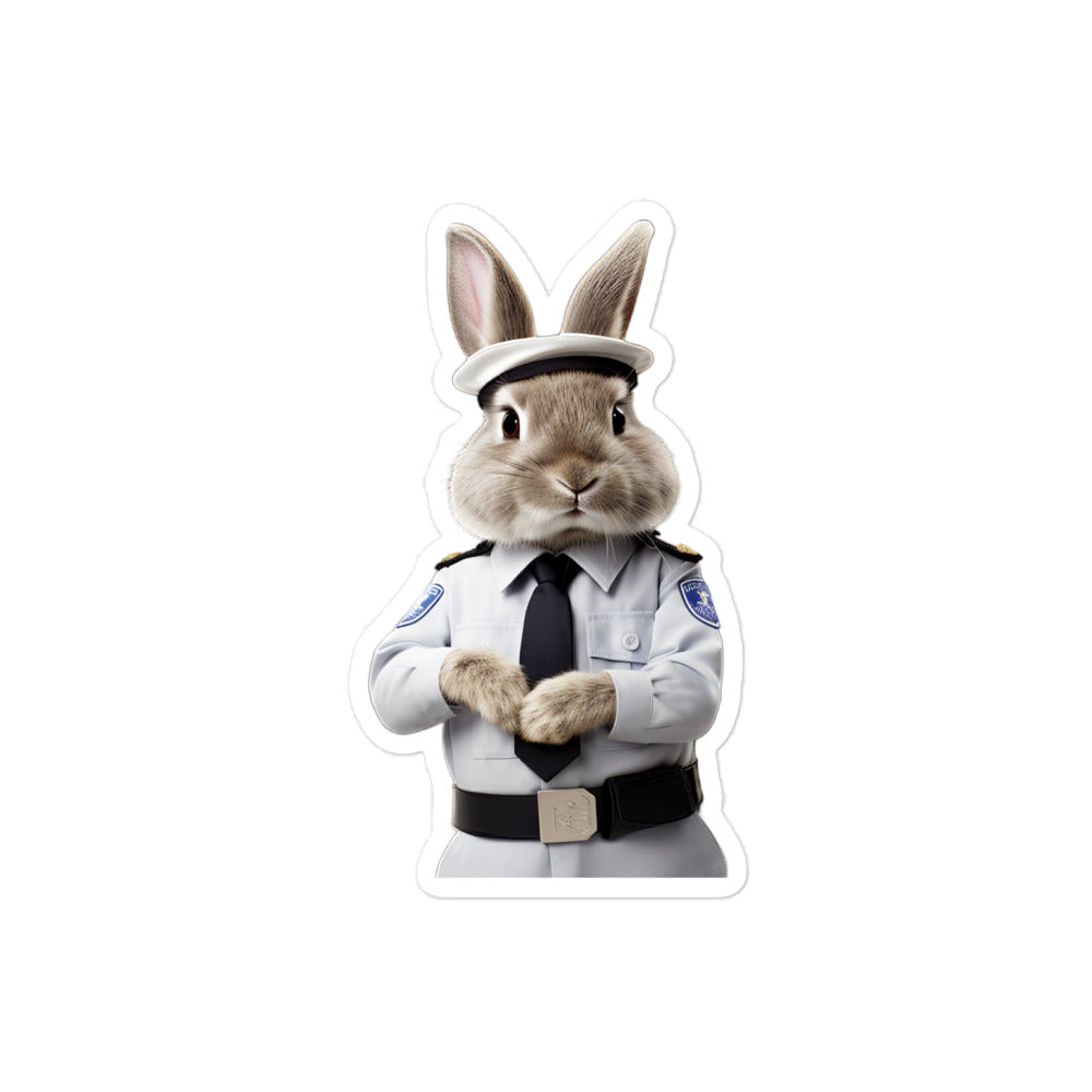 French Angora Security Officer Bunny Sticker - Stickerfy.ai