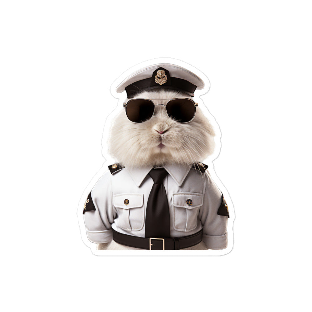 French Angora Security Officer Bunny Sticker - Stickerfy.ai