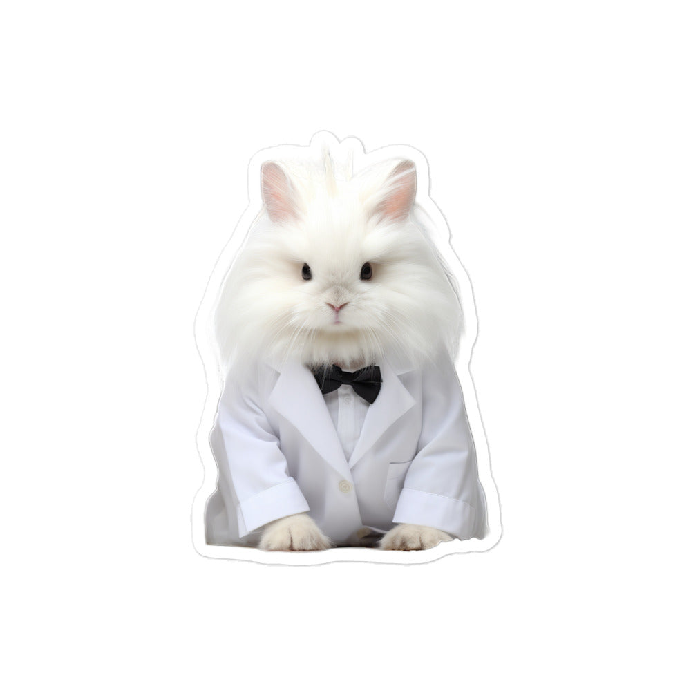 French Angora Knowledgeable Pharmacist Bunny Sticker - Stickerfy.ai