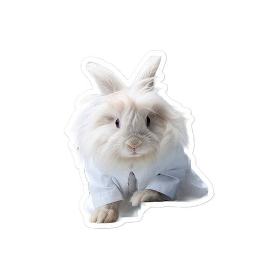 French Angora Knowledgeable Pharmacist Bunny Sticker - Stickerfy.ai