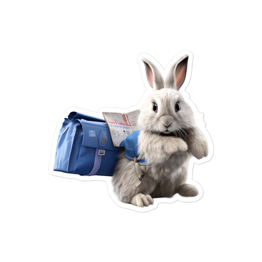 French Angora Mail Carrier Bunny Sticker - Stickerfy.ai