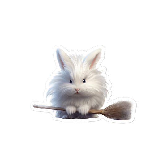 French Angora Diligent Janitor Bunny Sticker - Stickerfy.ai