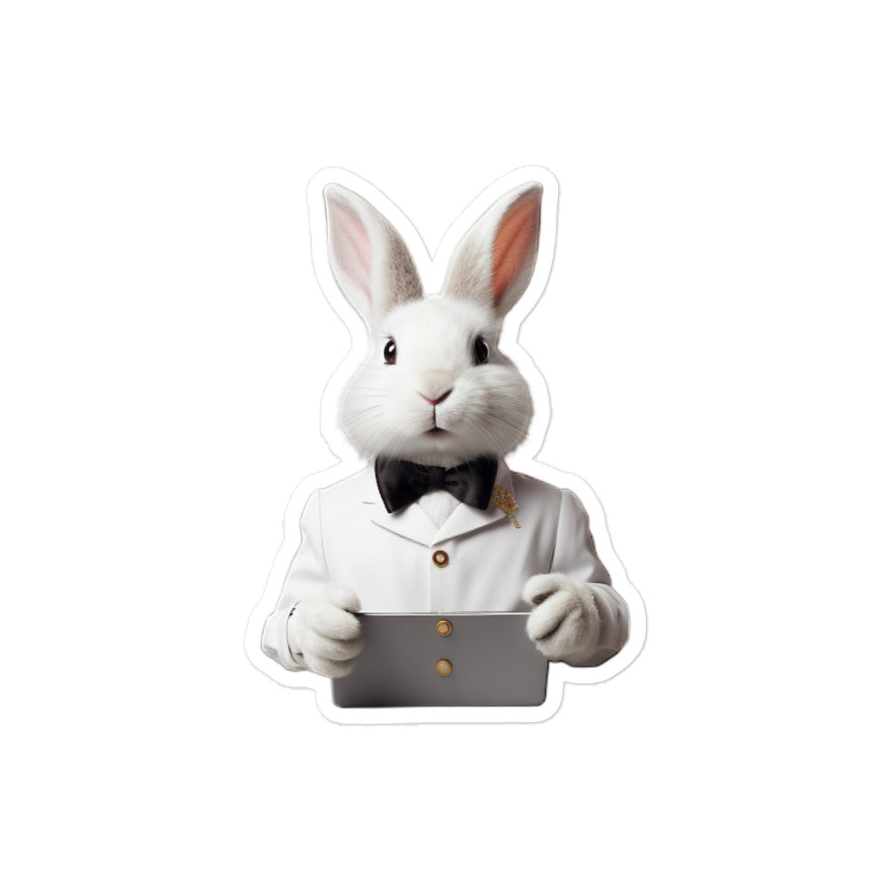 French Angora Welcoming Hotel Bunny Sticker ๐ฐ from Stickerfy.ai