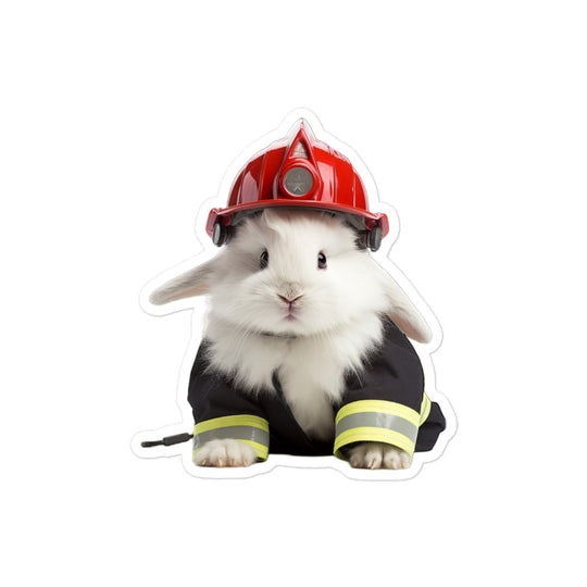 French Angora Brave Firefighter Bunny Sticker - Stickerfy.ai