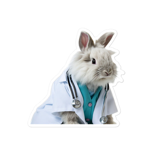 French Angora Compassionate Doctor Bunny Sticker - Stickerfy.ai