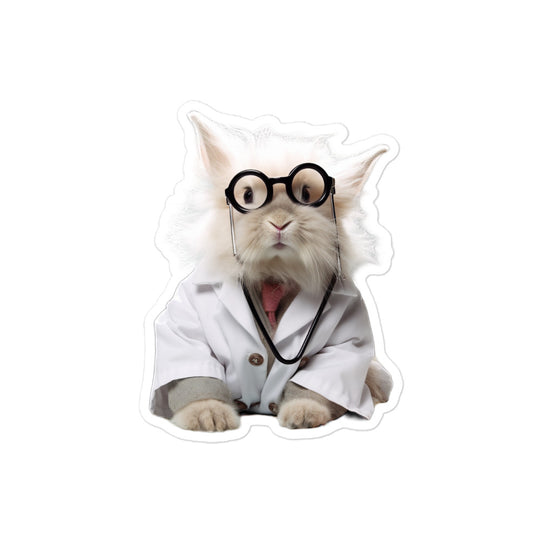 French Angora Compassionate Doctor Bunny Sticker - Stickerfy.ai