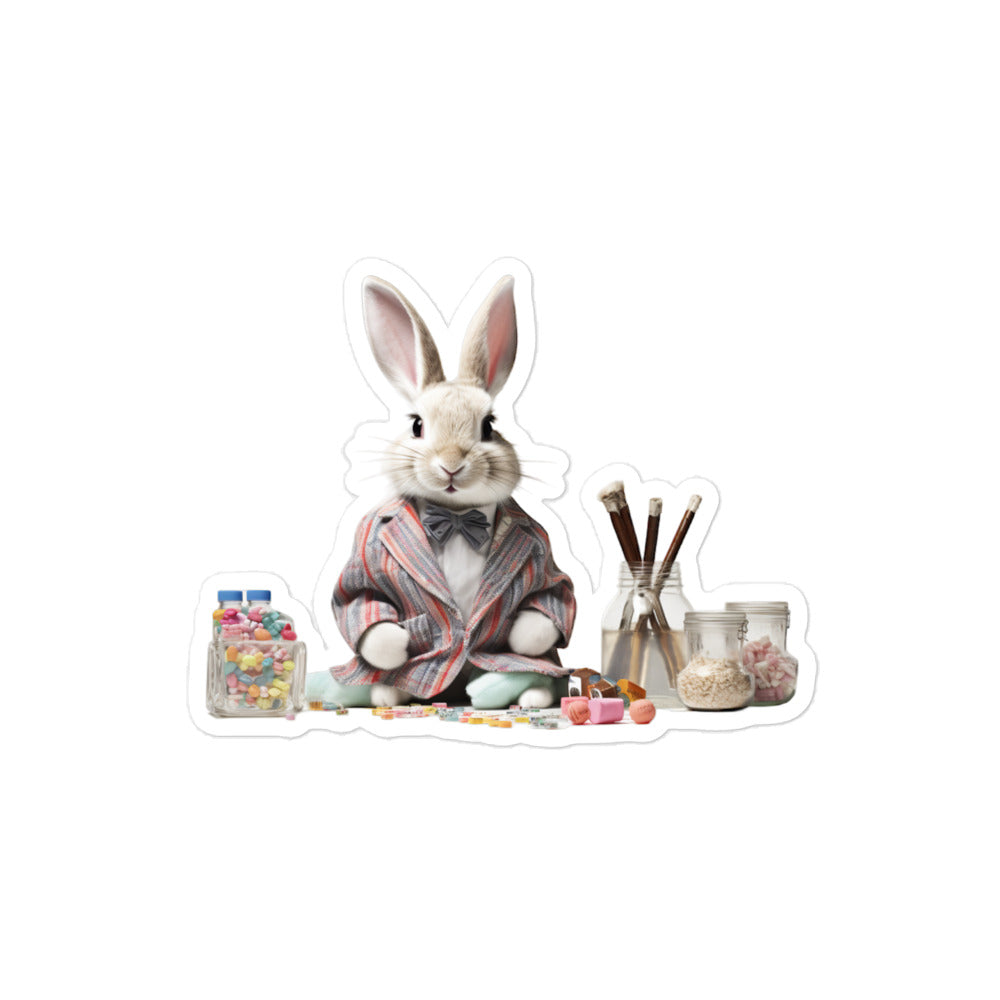 Harlequin Knowledgeable Pharmacist Bunny Sticker - Stickerfy.ai