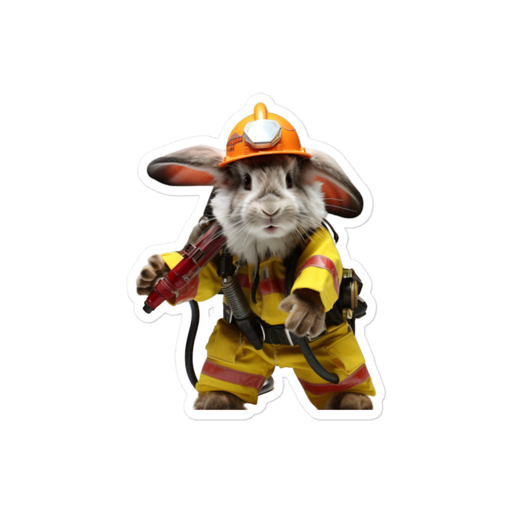 Harlequin Brave Firefighter Bunny Sticker - Stickerfy.ai