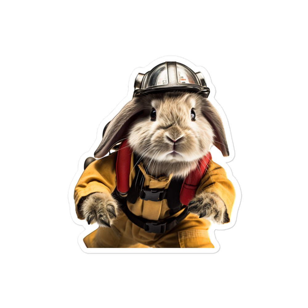 Himalayan Brave Firefighter Bunny Sticker - Stickerfy.ai