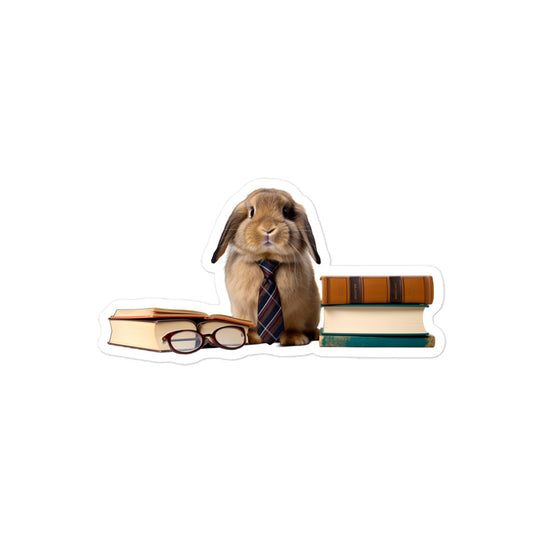 Holland Lop Enthusiastic Student Bunny Sticker - Stickerfy.ai