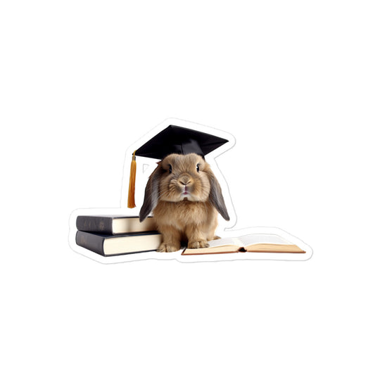 Holland Lop Enthusiastic Student Bunny Sticker - Stickerfy.ai