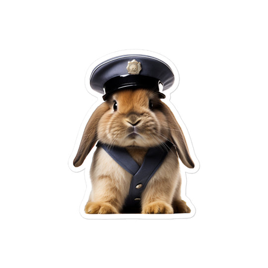 Holland Lop Security Officer Bunny Sticker - Stickerfy.ai