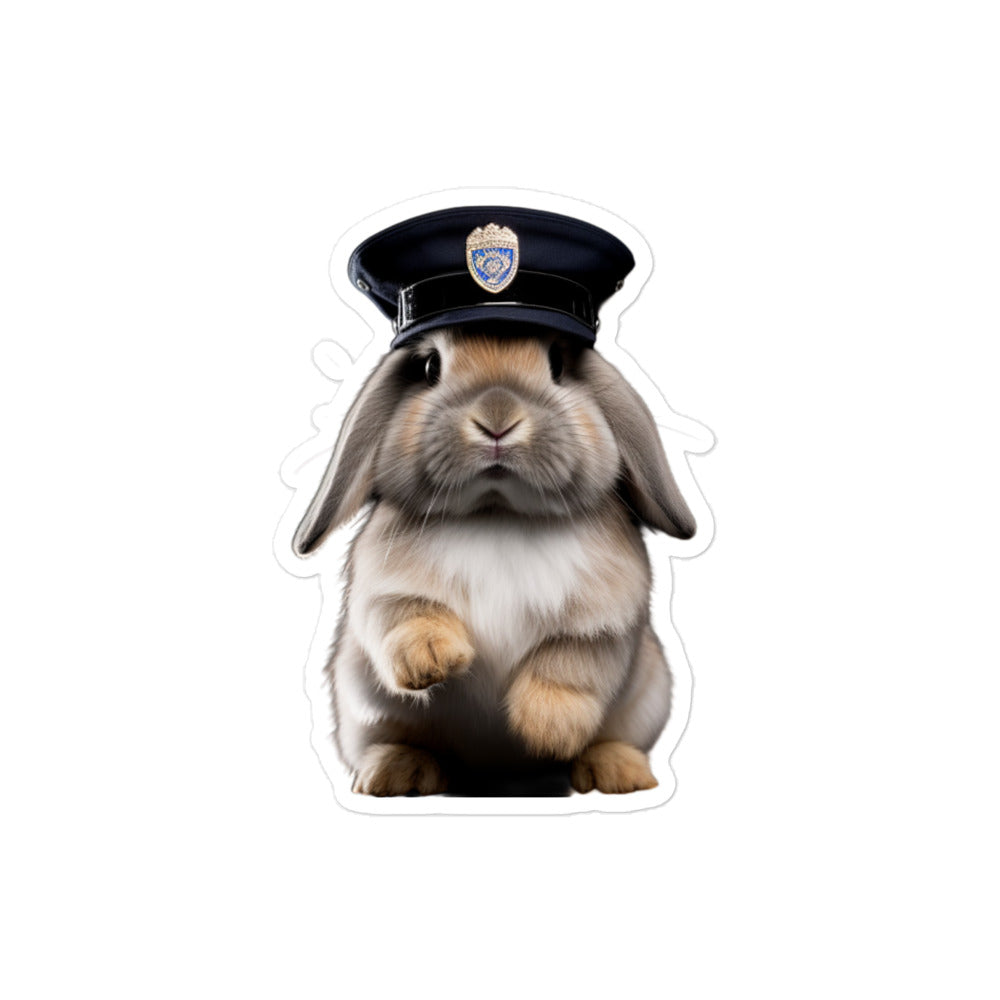 Holland Lop Security Officer Bunny Sticker - Stickerfy.ai