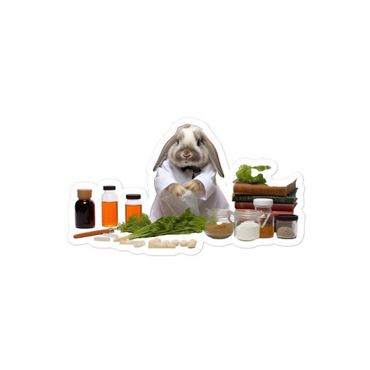 Holland Lop Knowledgeable Pharmacist Bunny Sticker - Stickerfy.ai