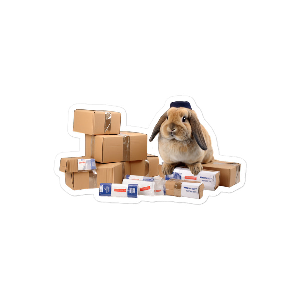 Holland Lop Mail Carrier Bunny Sticker - Stickerfy.ai