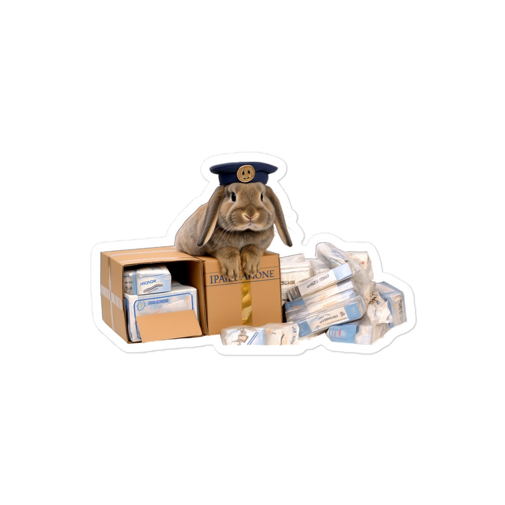 Holland Lop Mail Carrier Bunny Sticker - Stickerfy.ai