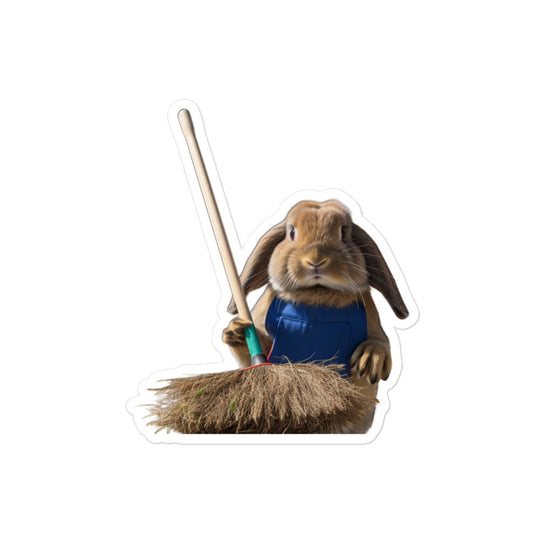 Holland Lop Diligent Janitor Bunny Sticker - Stickerfy.ai