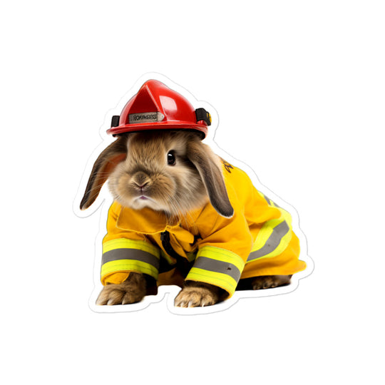 Holland Lop Brave Firefighter Bunny Sticker - Stickerfy.ai